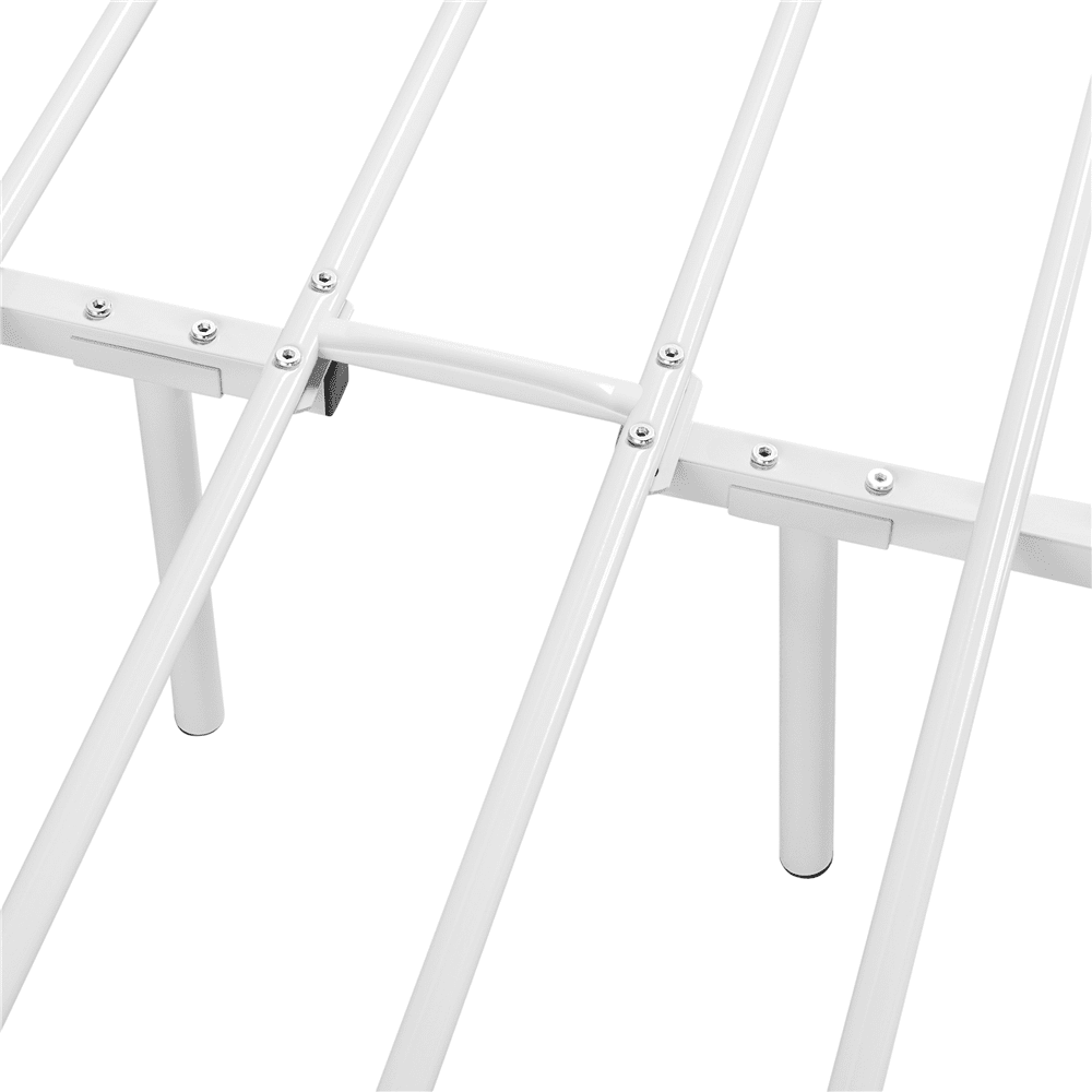 Alden Design Queen Size Metal Platform  Bed with High Headboard, White