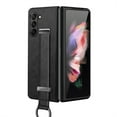 thumbnail image 1 of Nalacover Wristband Case for Samsung Galaxy Z Fold5, Metallic Premium PU Leather Slim TPU Shockproof Lens Protection Case with Ring Wrist Strap for Samsung Galaxy Z Fold5,Black, 1 of 6