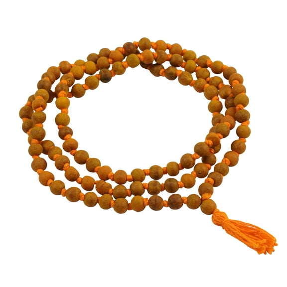 IBA Indianbeautifulart Hand Knotted Turmeric Japamala Haldi Beads Necklace 108   1 Beads (8mm)