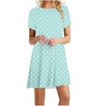 thumbnail image 1 of Offre à Durée Limitée Iumwxz Robes à Manches Courtes Col Rond pour Femmes Tunique Décontractée Plissée Robes Ligne A Robe Graphique à Pois Grande Taille Robes d'Été Robes Tendance pour la Saint-Valentin, 1 of 4