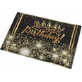 thumbnail image 2 of Shag Bath Rugs Happy Birthday Black Gold Style Plush Soft Fluffy Doormat Floor Carpet,Non-Slip Living Room Bedroom Kitchen Entryway Door Mats Cake Shining Fireworks, 2 of 6