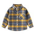 thumbnail image 1 of Gibobby Tirantes Para Camisa Chaqueta de franela para niños pequeños, a cuadros, de manga larga, con solapa y botones, para bebés, niños y niñas, camisa, abrigo(Amarillo, 4-5 Años), 1 of 3
