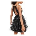 thumbnail image 2 of Trixxi Womens Glitter Petals Fit & Flare Dress, Black, Juniors, 15, 2 of 2