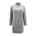 thumbnail image 5 of CharmCyan Women’s Turtleneck Long Sleeve Cable Knit Sweater Dress Chunky Pullover Loose Fit Casual Winter Wear Gray 3XL, 5 of 5