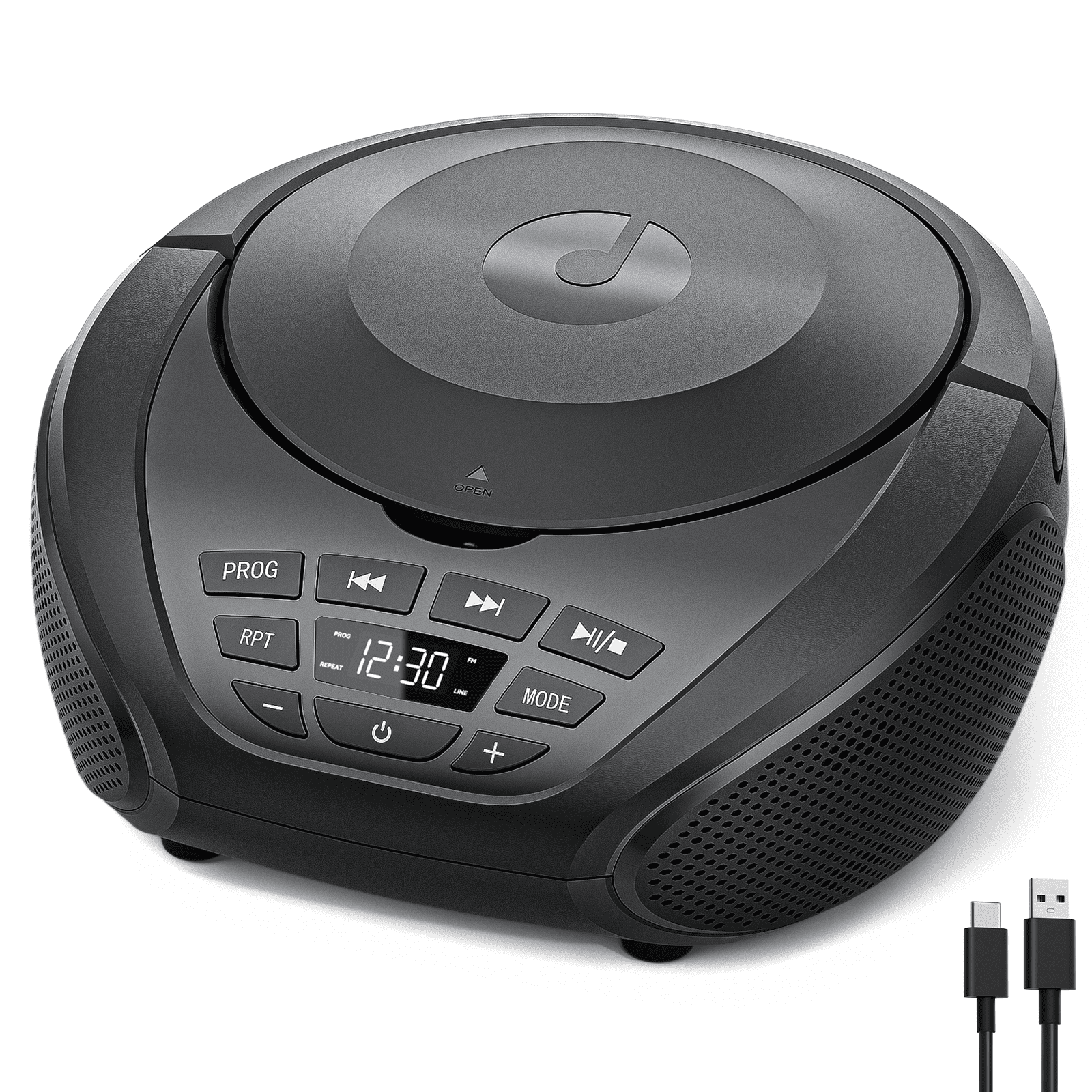 Gueray CD Player Portable Boombox: Home Audio CD Players with Speakers FM Radio AUX Input Support Headphones Playlist Mode PROG Playback for Outdoor Indoor