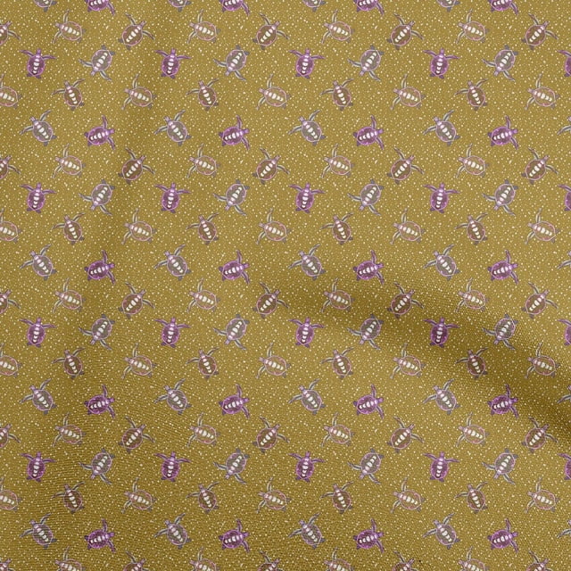 oneOone Polyester Spandex Dark Olive Green Fabric Tortoise Craft Projects Decor Fabric Printed By The Yard 56 Inch Wide