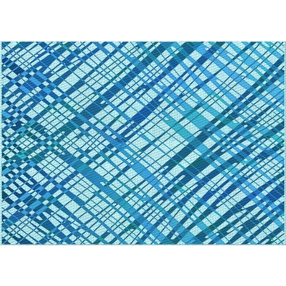 Ahgly Company Machine Washable Indoor Rectangle Transitional Blue Area Rugs, 6' x 9'