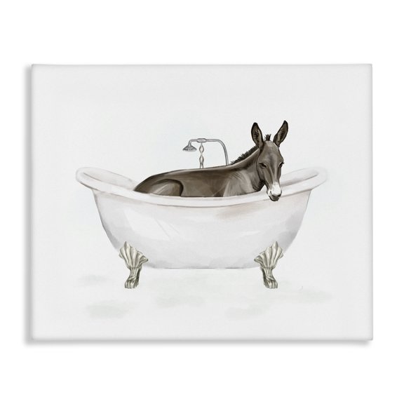 Stupell Industries Bohemian Donkey Bathroom Tub Animal Canvas Art, 30 x 24, by Ziwei Li