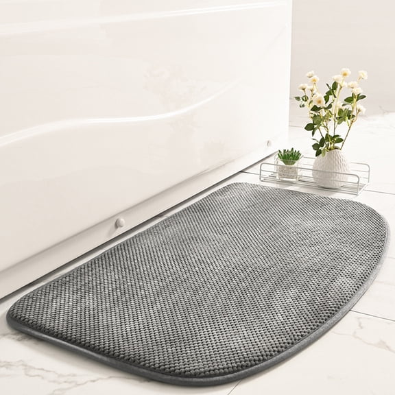 sruoe Bath Rugs, Bath Mats for Bathroom Floor, Bathroom Rugs, Non Slip WaterAbsorbent Stain Resistant Bath Mats, Polyester Mat, Bathroom Door Mat Household Use, Dark Gray