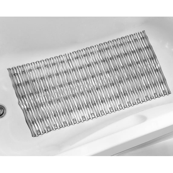 Popular Bath Eco Friendly Vinyl Bamboo Rods 30" x 17" Tub Bathmat Gray