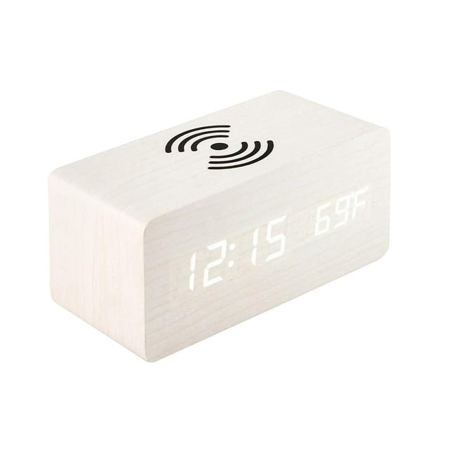 Reloj digital, reloj electrónico, silencioso, fácil de usar, multifunción, pequeño, de escritorio, despertador. Blanco
