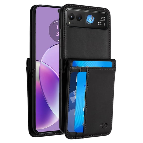 For Motorola Razr 2023 Case Vegan Leather Phone Wallet Cover with Card Slots