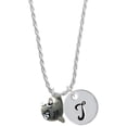thumbnail image 1 of Delight Jewelry Resin Shark Silvertone Script Initial Disc - T - Charm Necklace, 20"+3", 1 of 4