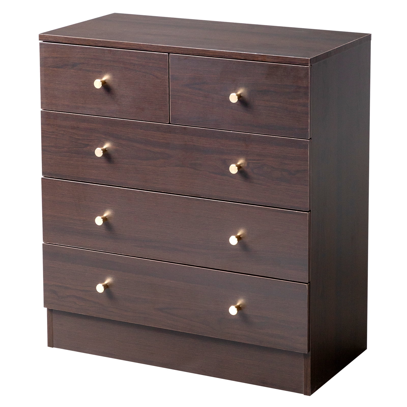 UBesGoo 5 Drawer Wood Dresser for Bedroom, Chest of Drawers, Storage Organization Unit for Clothing, Brown