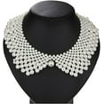 thumbnail image 4 of Pearl Necklace, High Quality Artificial Pearl and Alloy Handmade Durable Detachable Artificial Pearl Beaded False Collar for Women, White, Circumference: 51cm-80cm, 4 of 7