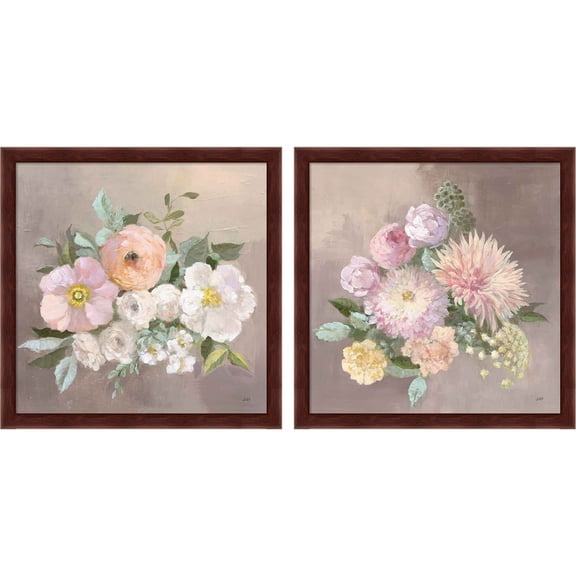 Great Art Now Pale Floral Spray by Julia Purinton, 2 Piece Framed Art Set Each 13"W x 13"H