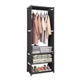 thumbnail image 1 of Black Coat Rack Shoe Cabinet Freestanding Entryway Organizer Multifunctional Clothes Hanger With Storage Shelf For Coats Hats 22X7 Inch, 1 of 6