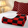 thumbnail image 4 of Manfei Classic Plaid Twin Quilt Set,Vintage Check Twin Coverlet Set,Red White,2pcs,1 Bedspread and 1 Pillowcase, 4 of 7