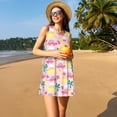 thumbnail image 3 of Easygdp Dinosaur para Vestido Transpirable de Mujer, Vestido Suelto de Manga Corta con Pliegues y Bolsillos para el Verano, 3 of 7