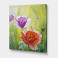 thumbnail image 3 of Designart ' Poppies In The Morning In Wild Green ' Traditional Canvas Wall Art Print, 3 of 4