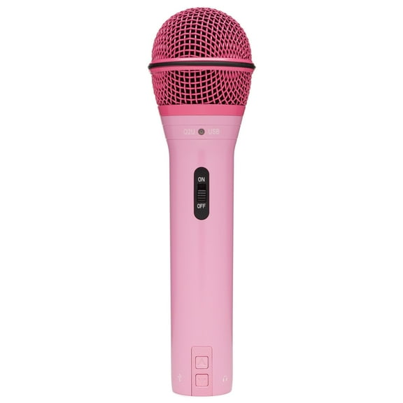 Samson Q2U USB and XLR Handheld Dynamic Microphone with Cardioid Polar Pattern for Podcasting and Live Streaming (Pink)