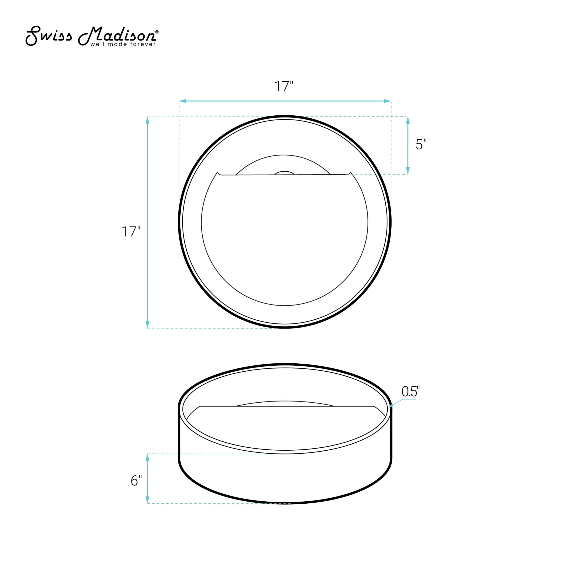 Beau 16.5" Round Vessel Bathroom Sink
