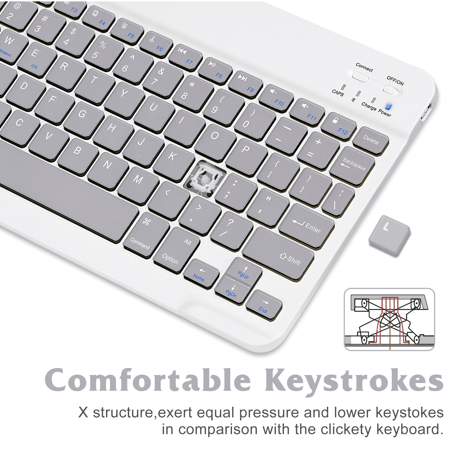 Ultra-Slim Bluetooth rechargeable Keyboard for TCL 10 TabMax and all  Bluetooth Enabled iPads, iPhones, Android Tablets, Smartphones, Windows pc  Onyx Black