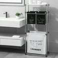 thumbnail image 6 of 3 Tier Rolling Laundry Sorter with 4 Removable Bags, Wheels and Hooks, Fabric Hamper for Organizing Lights Darks, Waterproof MDF Board, Black White, 6 of 8