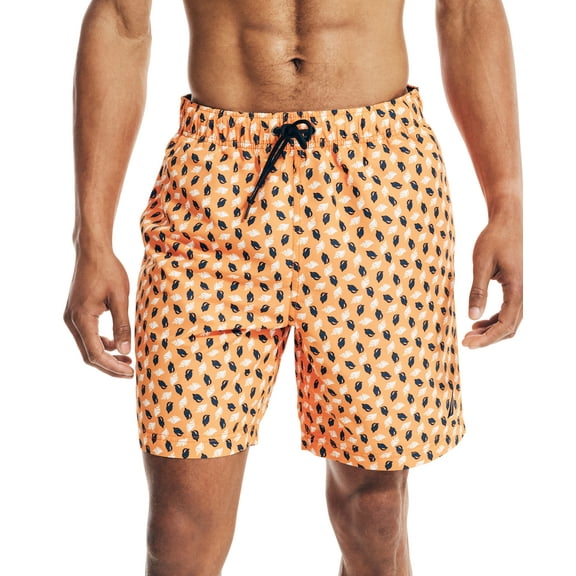 Nautica Men's Shell Print 8 Swim Shorts Orange Size X-Large