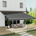 thumbnail image 2 of GDPFN 13' x 10' Awning for Patio, Retractable Awning Outdoor Patio Canopy, Sun Shade with Manual Crank Handle, Porch Awning for Patio, House, Deck, Dark Gray, 2 of 7