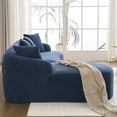 thumbnail image 4 of L-Shape Sectional Sofa with Curved Chaise in Navy Blue Chenille, 30D High-Density Foam and Spring Construction for Comfortable Apartment Living Room Seating, 4 of 9