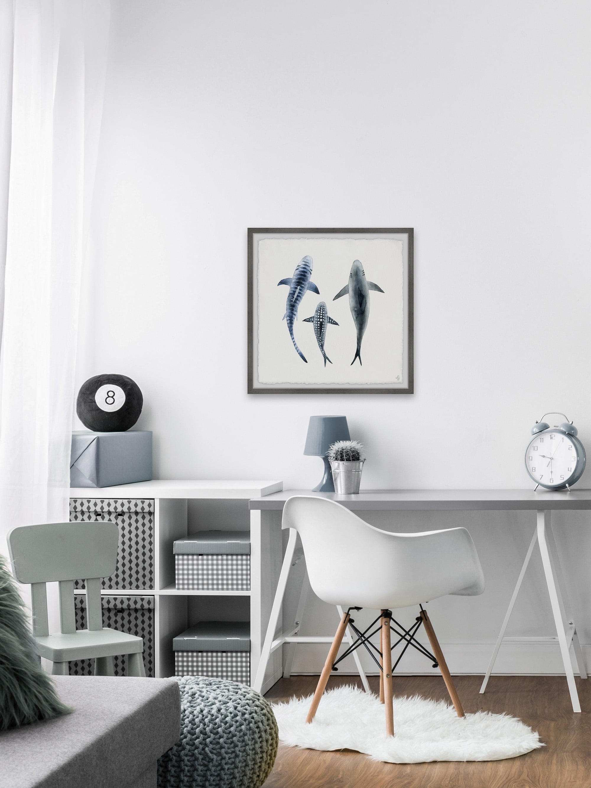 Marmont Hill Patterned Sharks Framed Wall Art