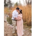 thumbnail image 4 of JustVH Women's Maternity Dress for photography Off Shoulder Split Front Chiffon Gown Maxi Pregnancy Dresses for Photoshoot, 4 of 5