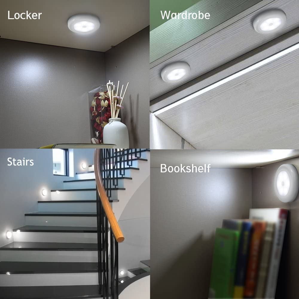 1pc 6LED Night Light Motion Sensor Wall Closet Cabinet Stair Light Wireless Lamp 