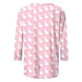 thumbnail image 3 of Happy Easter Day Shirt for Women Casual Easter Eggs Printed Tops Tunics Bunny Rabbit Print 3/4 Sleeve T-Shirt Blouse, 3 of 5