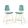 thumbnail image 2 of Modway Ponder Bar Stool Performance Velvet Set of 2 in Sea Blue, 2 of 9