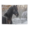 thumbnail image 5 of ERAPDAUR  Animal Tapestry, Friesian Sport Horse Portrait on a Snowy Winter Background Novelty Picture Print, Wide Wall Hanging for Bedroom Living Room Dorm 60x50inch, 5 of 6