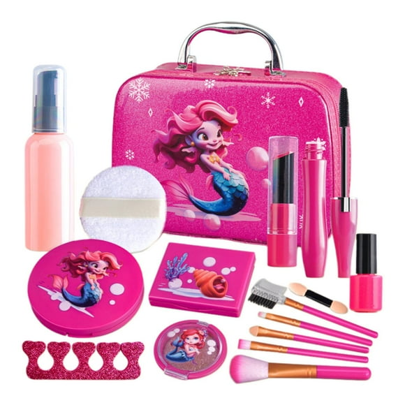Juguetes de maquillaje para niños, juego de maquillaje para niñas, juguete para niñas con caja de maquillaje, kit de bolso para juego de simulación,