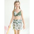 thumbnail image 6 of 3Pcs Teens Girl Summer Adjustable Strap Bikini Swimsuit Set Tropical Floral Bathing Suit Swimwear With Coverup Skirt 9-16Y, 6 of 8
