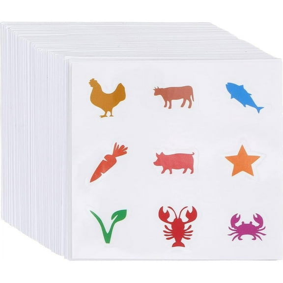 450Pcs 0.8 Inch Wedding Meal Choice Stickers Colorful Selection Indicator Stickers Catering Food Chicken Beef Fish Carrot Cow Menu Choices Stickers for Place Cards Party Supplies for making
