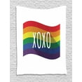thumbnail image 1 of XOXO Tapestry, Simplistic Waving Rainbow Flag with XOXO Acronym Calligraphy Love Wins Valentine, Wall Hanging for Bedroom Living Room Dorm Decor, 40W X 60L Inches, Multicolor, by Ambesonne, 1 of 2