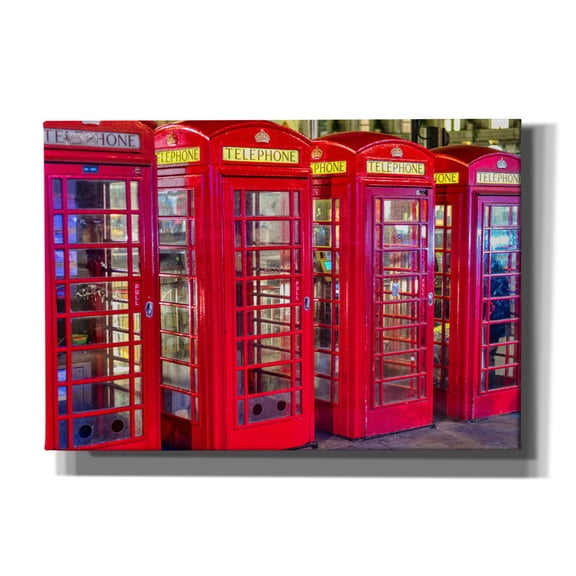 Epic Graffiti 'London Red Phone Boxes' by Mark A Paulda, Canvas Wall Art, 26"x18"