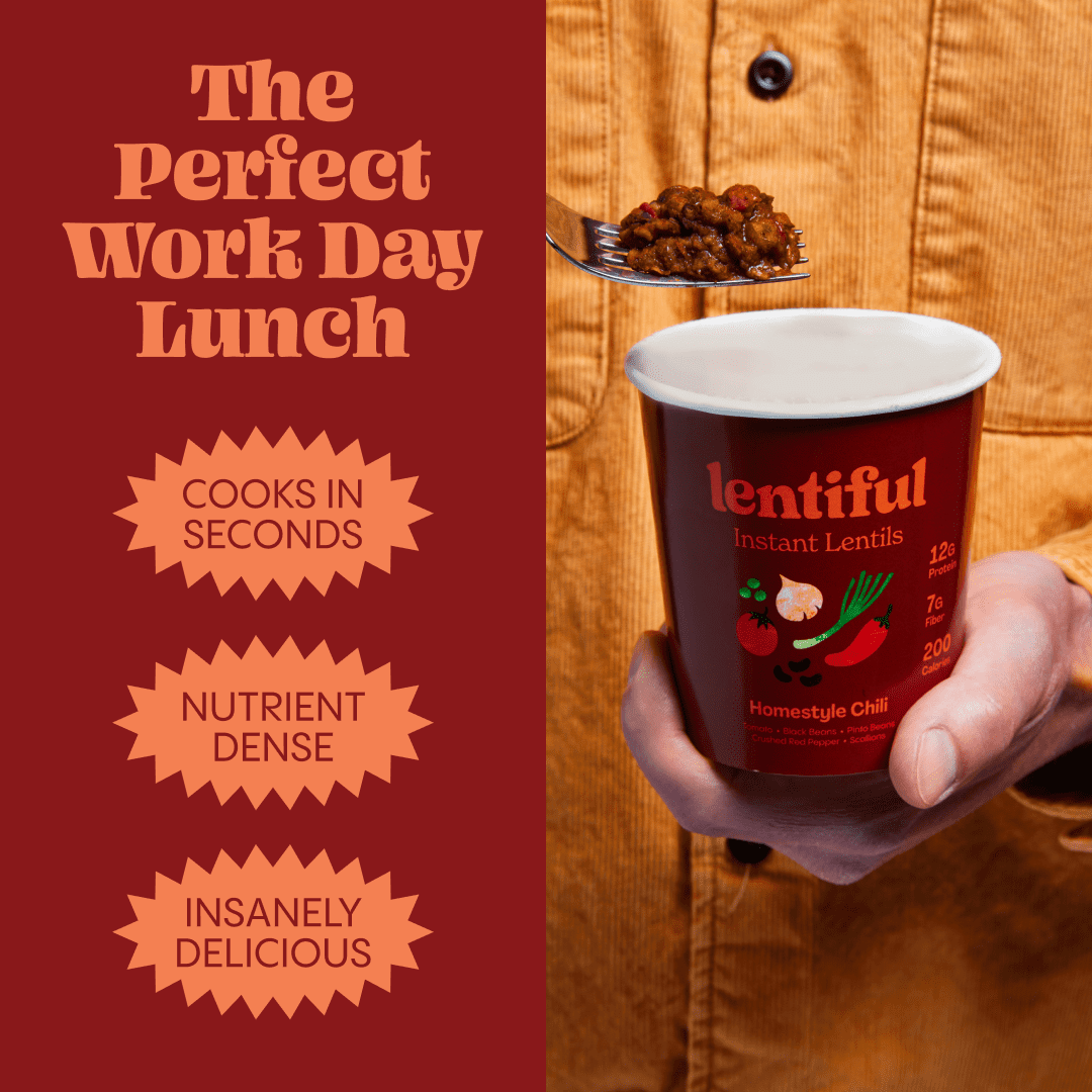 (2 pack) Lentiful Homestyle Chili Instant Lentils - Vegan, Gluten-Free, Ready-to-Eat, Meal in Cup, 57g