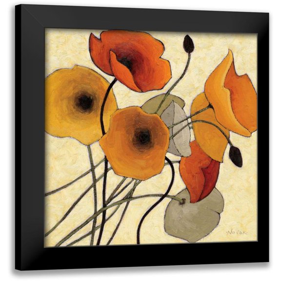 Novak, Shirley 12x12 Black Modern Framed Museum Art Print Titled - Pumpkin Poppies II