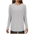 thumbnail image 1 of Yuyuzo Tuniques pour Femmes Manches Longues Col Rond Chemises Légères Couleur Unie Hauts de Pyjama, 1 of 5