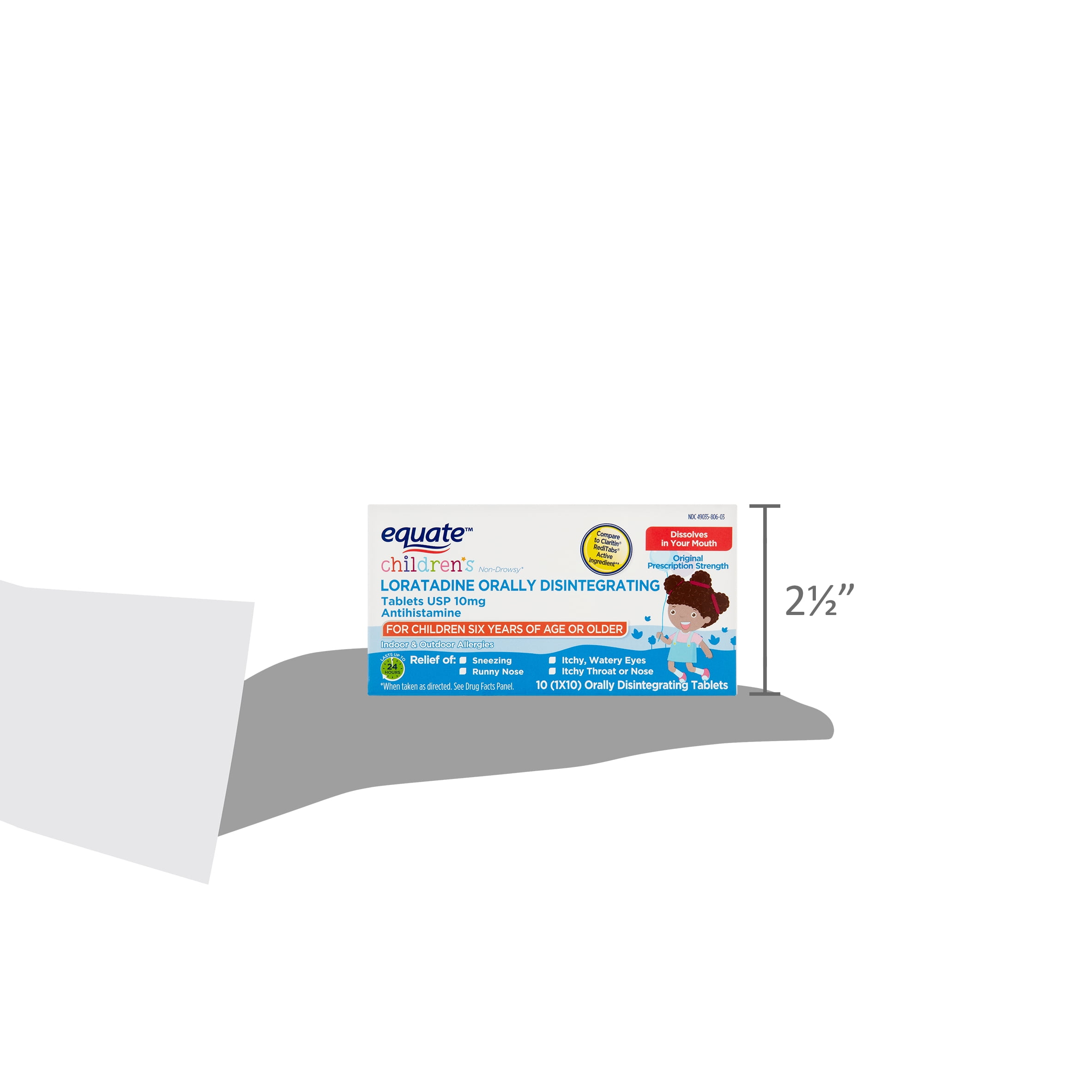 (3 pack) Equate Loratadine USP 10 mg Antihistamines Tablets for Allergy Full Size 24 hour 10 Orally Disintegrating Tablets Compare to Claritin® Reditabs® Active Ingredient