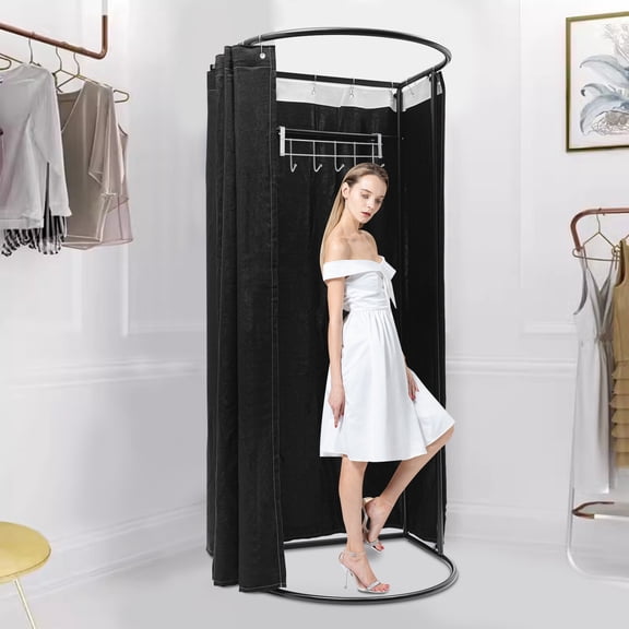 Portable Fitting Room Changing Booth, 78.7" High Privacy Pop-Up Tent with Curtain, 66lbs Capacity for Retail Events Beach Camping Photography Studio (Black)