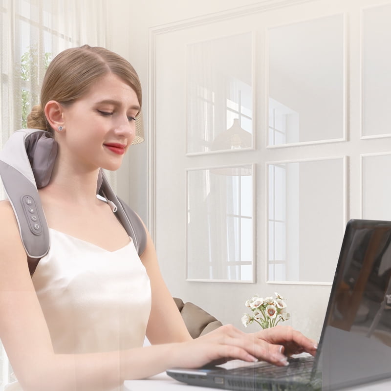 Shiatsu Neck and Back Massager Wireless Electric Deep Tissue 5D Kneading Massage Pillow Shoulder Leg