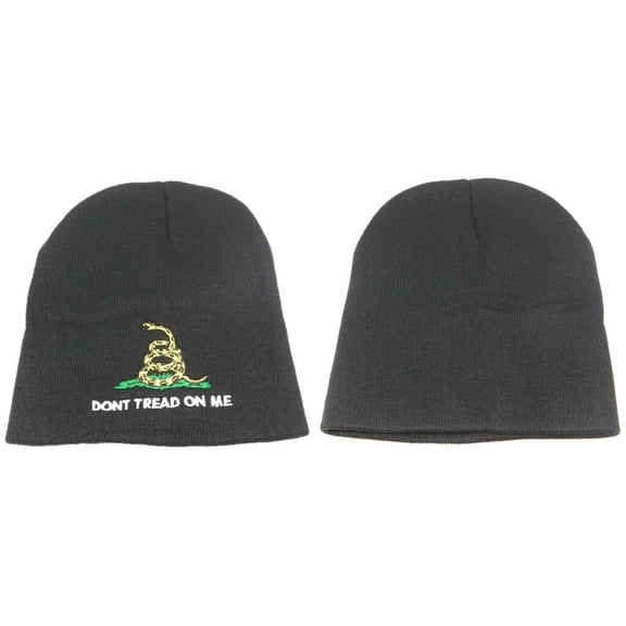 8" Gadsden Don't Tread On Me Black Embroidered Beanie Skull Cap Hat WIN982 TOPW