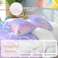 thumbnail image 2 of 3 Piece Purple Pink Scale Duvet Cover Set California King, Microfiber Comforter/Quilt Cover with Corner Ties and 2 Pillowcases, Gradient Overlay Geometric All Season Soft Bedding with Zipper Closure, 2 of 8